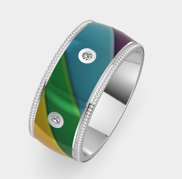 Sterling silver multi color ceramic .09 ct tw lab diamond fashion ring