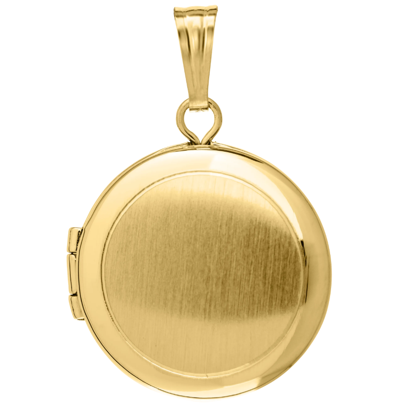 14k Gold Filled Round Brushed Finish 13 x 13 mm Locket 15 Inch Chain Necklace 