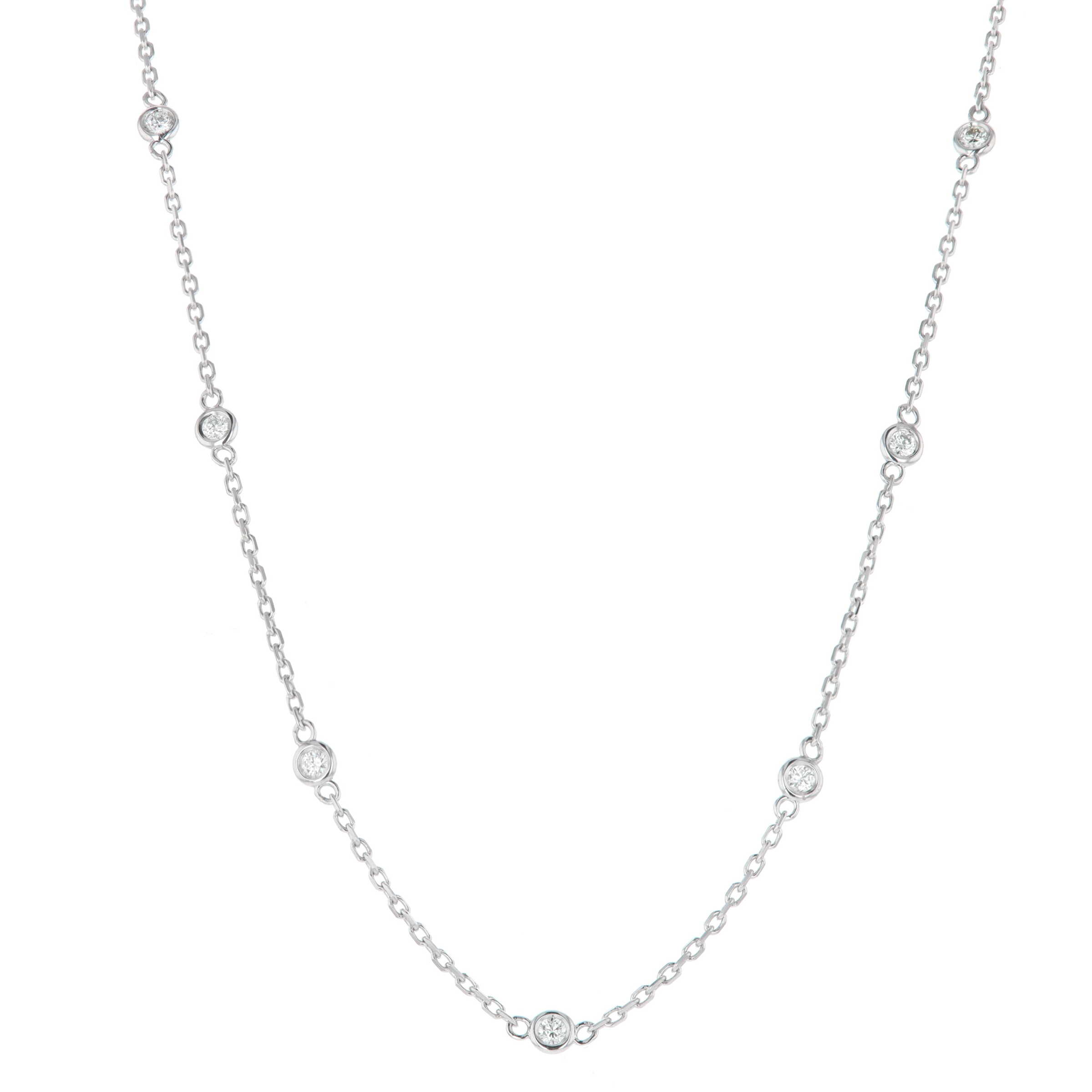 14k White Gold 0.50 Carat Diamonds By The Yard Bezel Set Stationed 16-18 Inch Necklace  