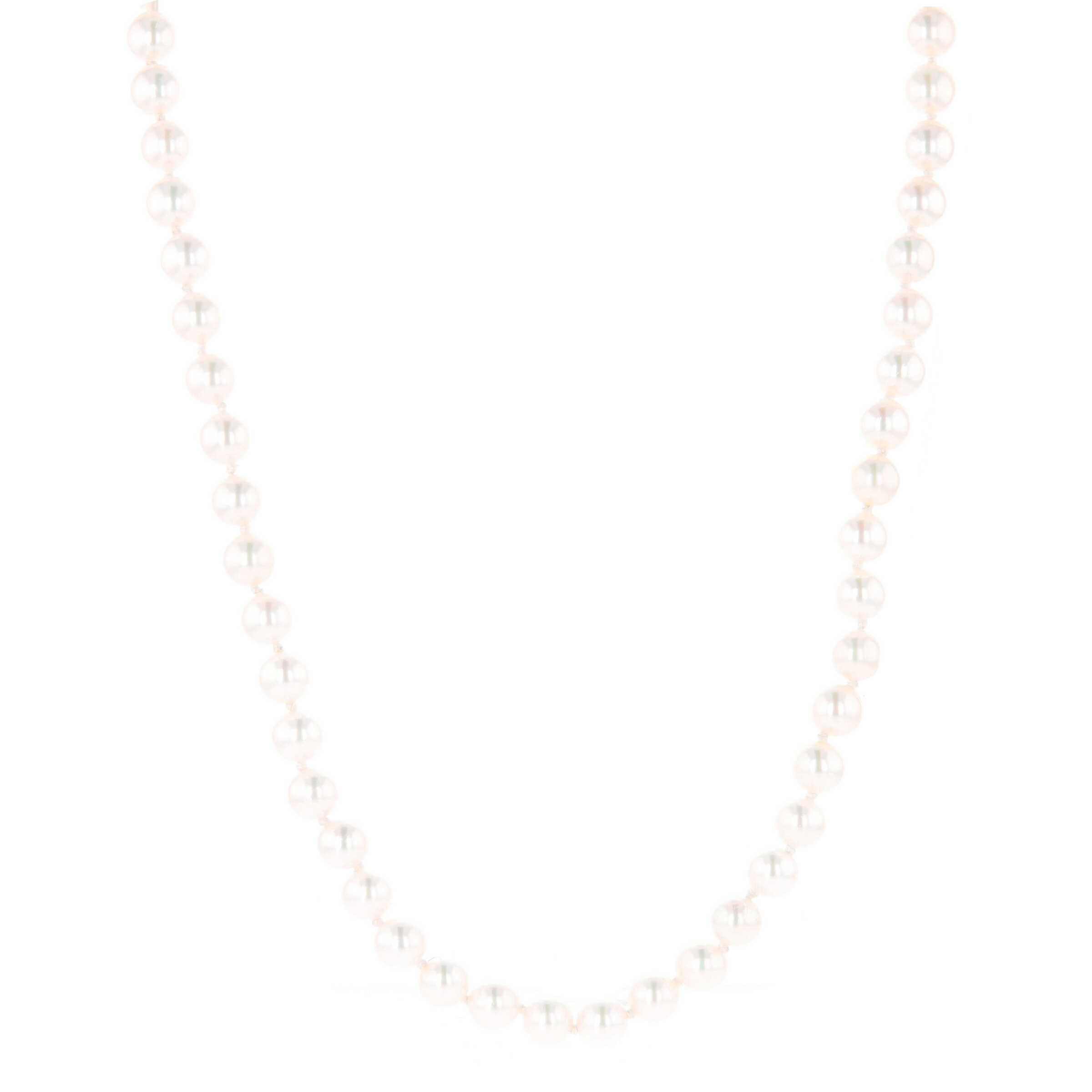 14k White Gold Cultured Akoya Pearl 5-5.5 mm 20 Inch Strand Necklace