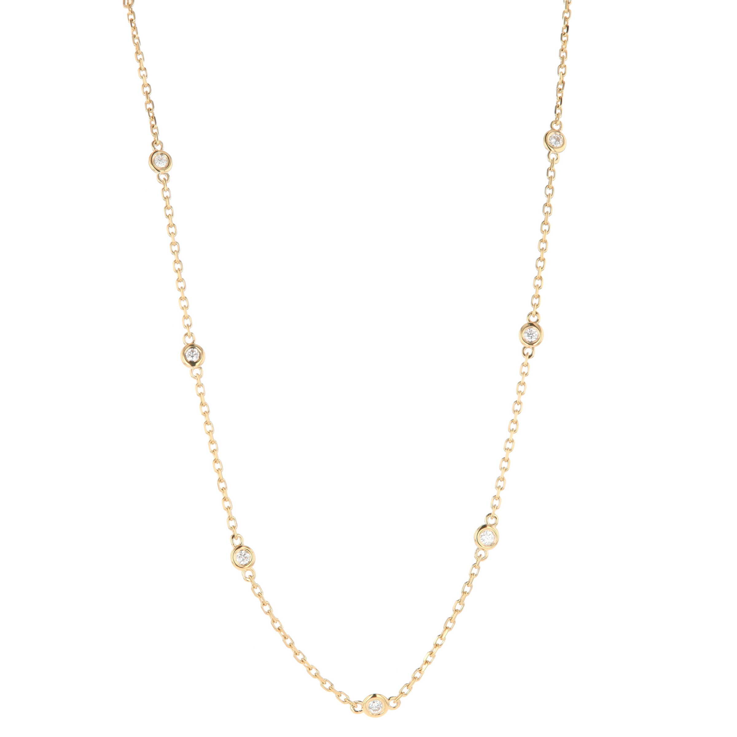 14k Yellow Gold 0.33 Carat Diamonds By The Yard 16-18 Inch Necklace 