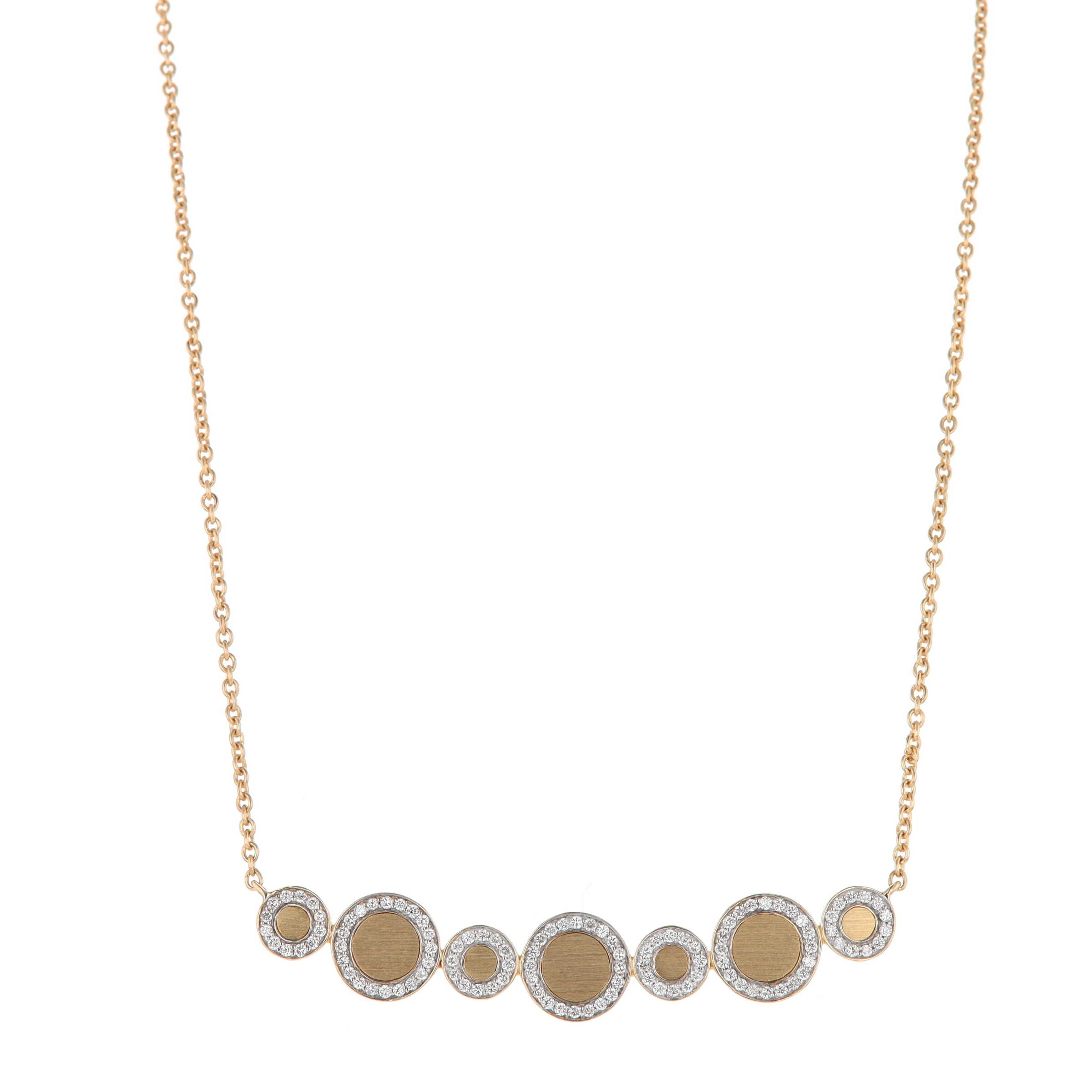 14k Yellow Gold 0.41 Carat Diamond Halo Circle Smile 16 Inch Necklace 