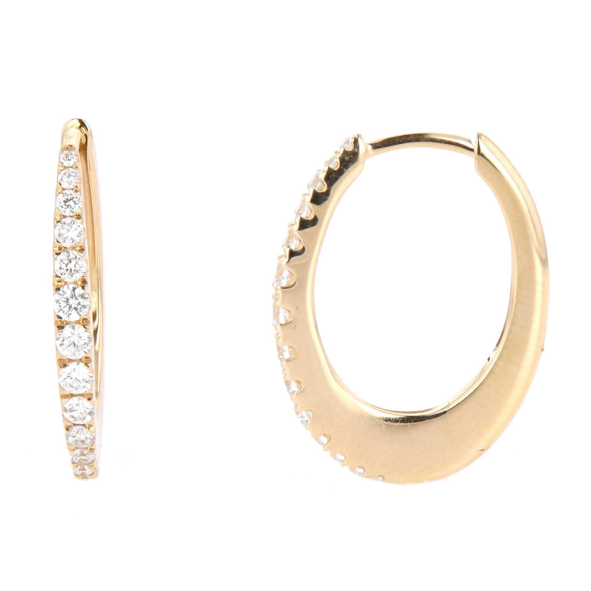 14k Yellow Gold 0.46 Carat Diamond Graduated Oval Hoop Earrings, Madison L.