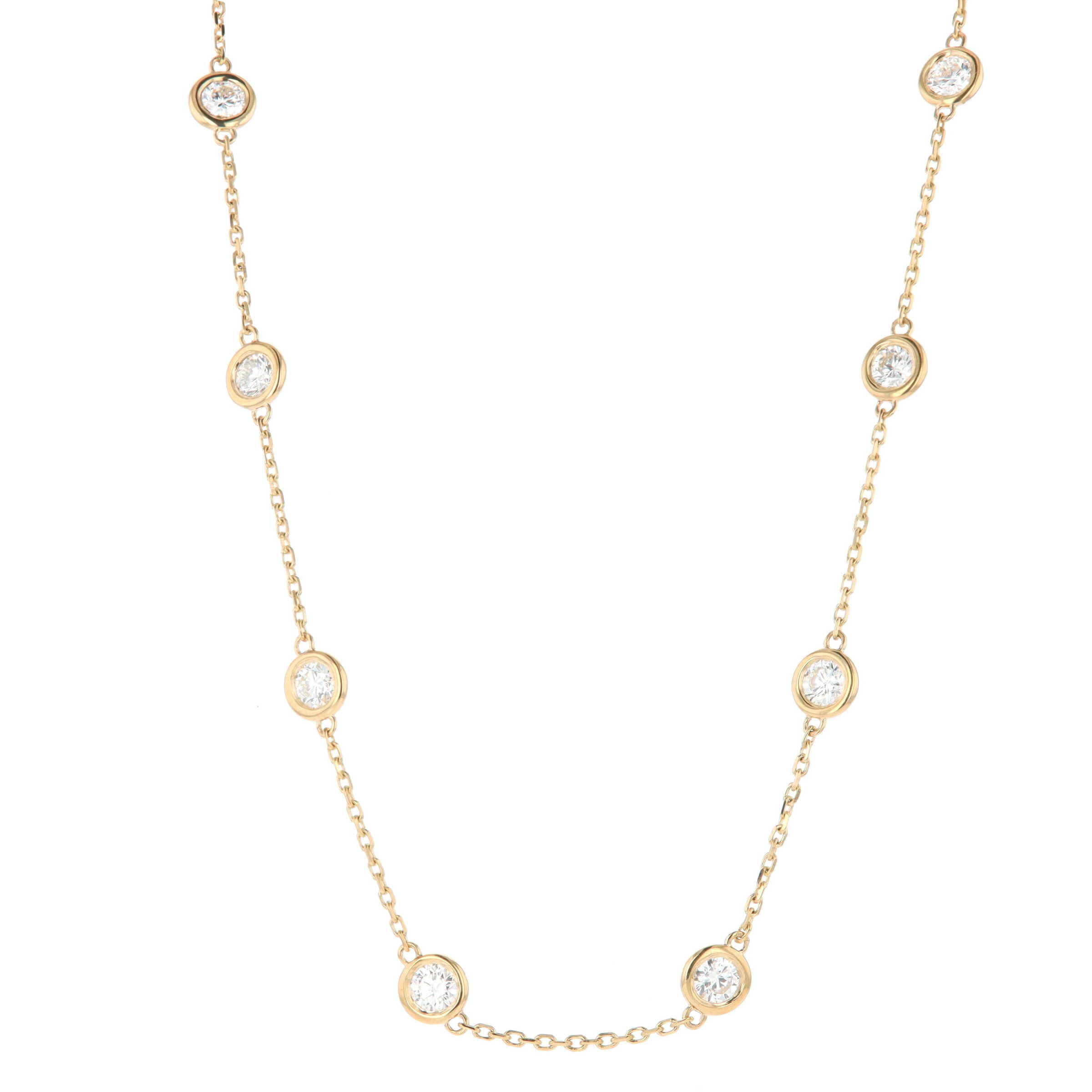 14k Yellow Gold 3.00 Carat Diamonds By The Yard 16-18 Inch Necklace 
