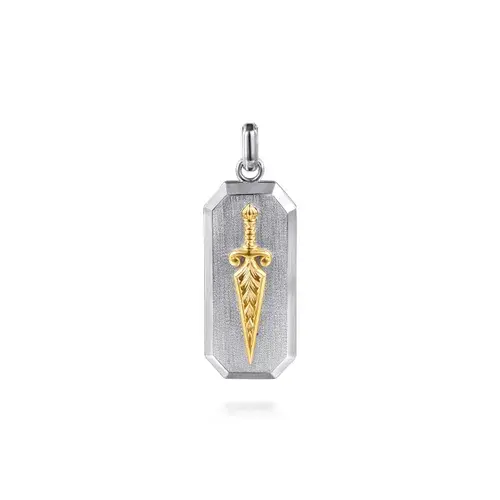 14k Yellow Gold Dog Tag Pendant With Dagger, Gabriel & Co.