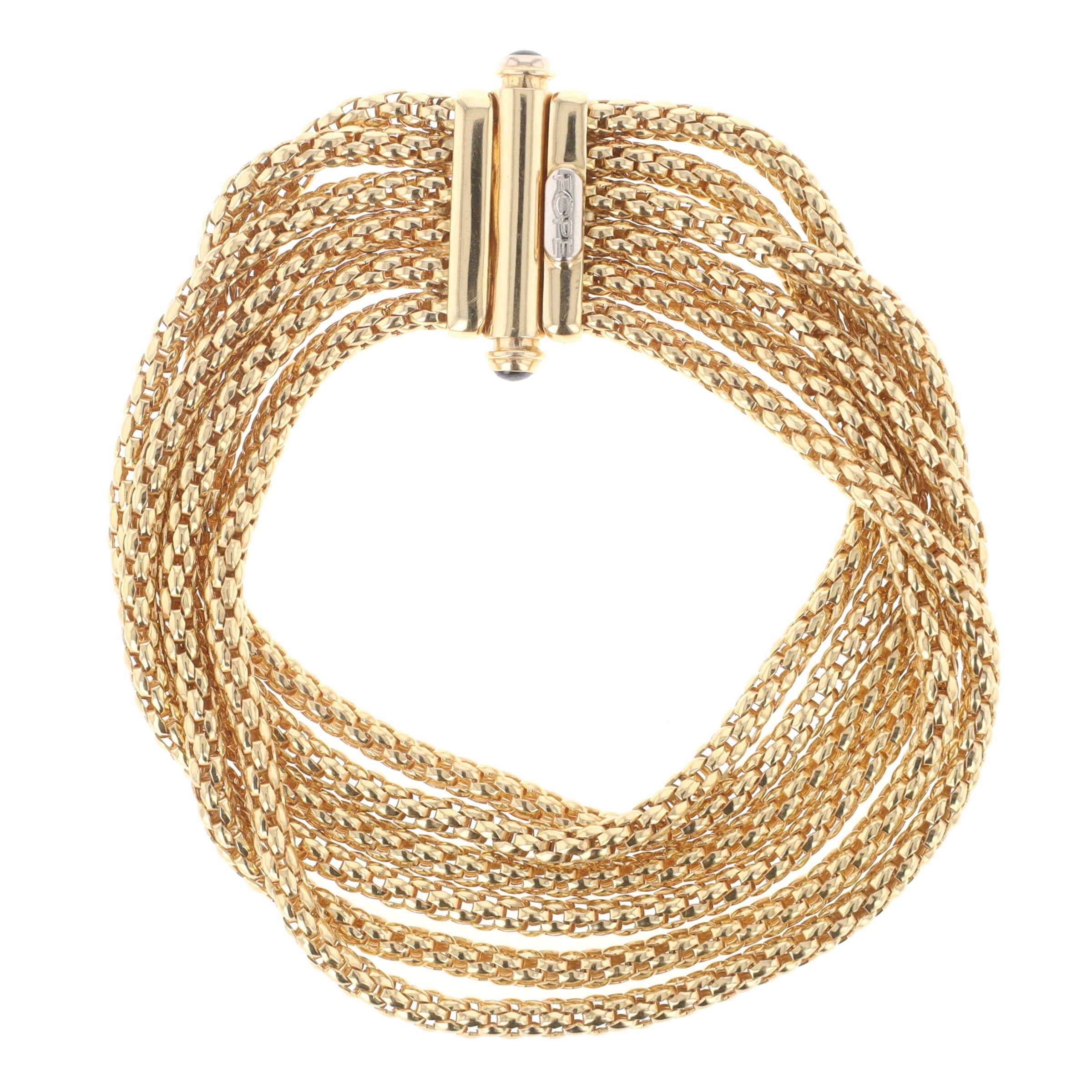 18k Yellow Gold Popcorn Chain 6 Row 7.5 Inch Bracelet, FOPE, Estate 