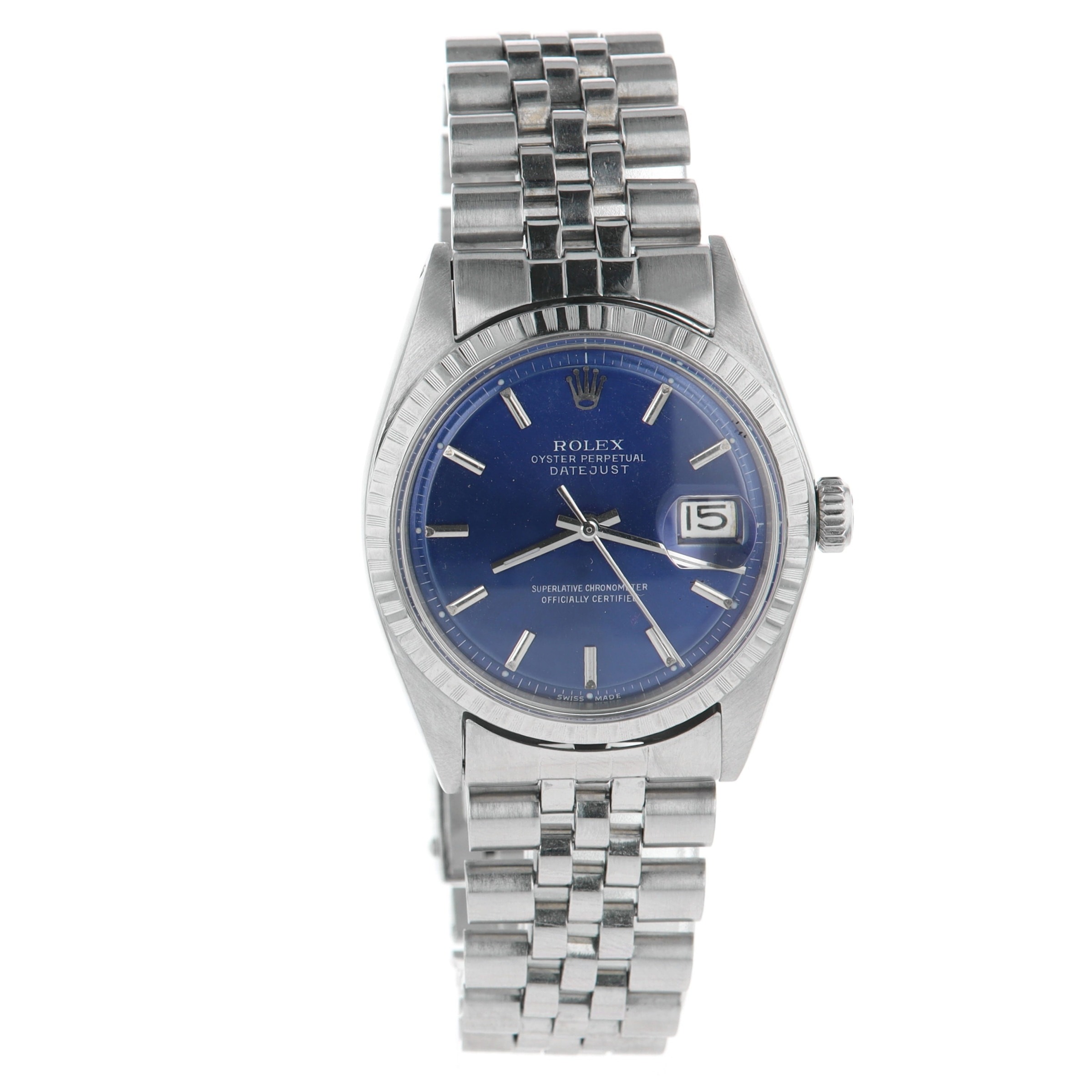 Stainless Steel Refinished Blue Dial 1963 Oyster Perpetual Datejust Men's Rolex- Pre-Owned
