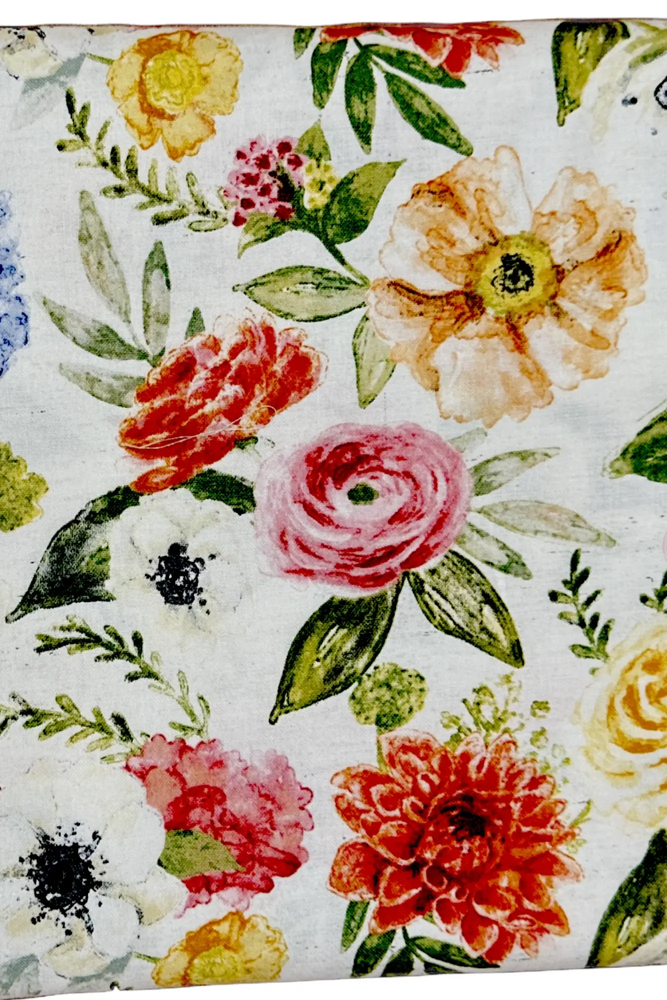 Flower Market multi colored flowers on cream background.