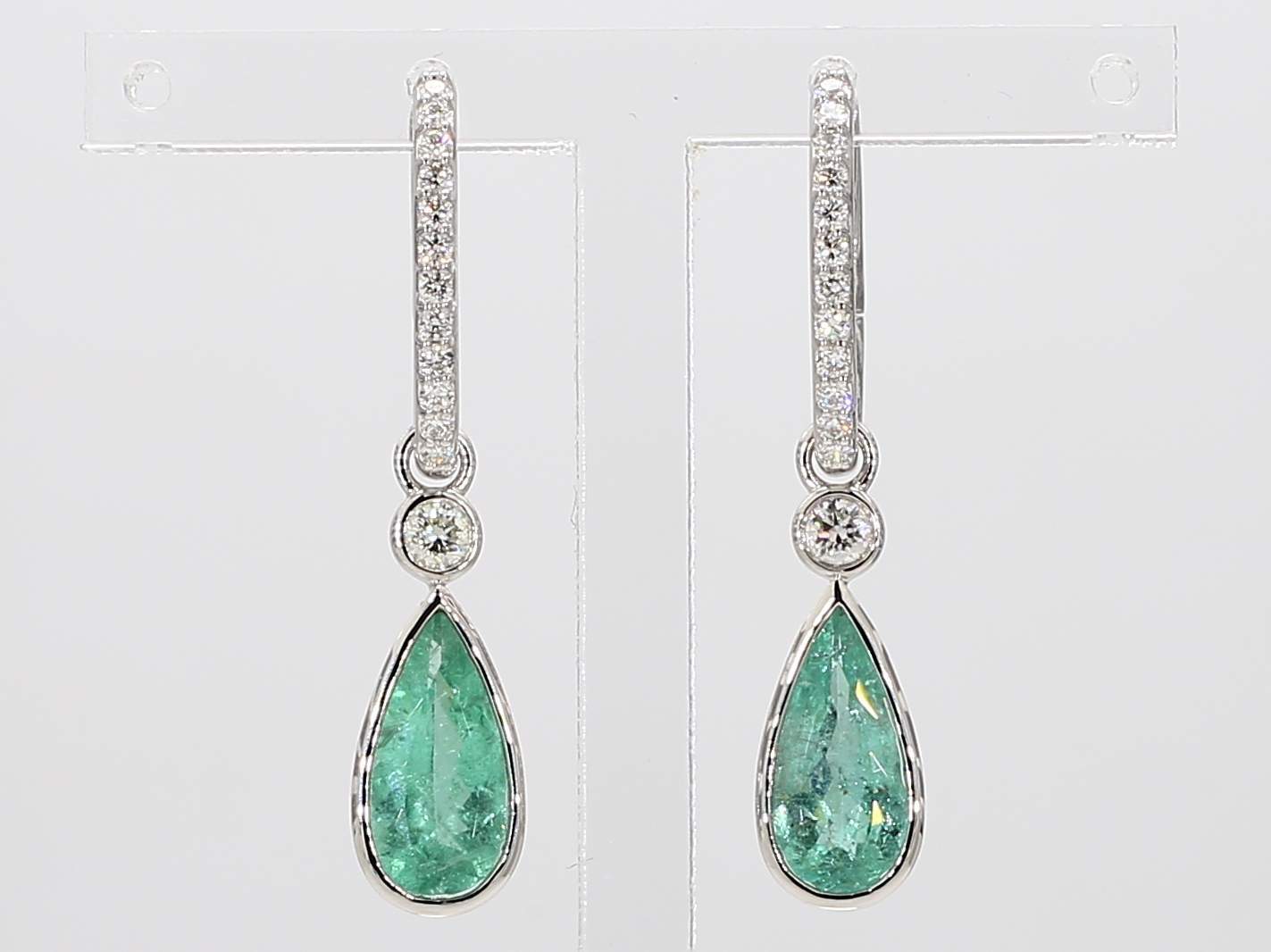 14KW Multi Style Drop Earrings Pear Shape Paraiba 2.92CT DIA 0.40CT GIA
