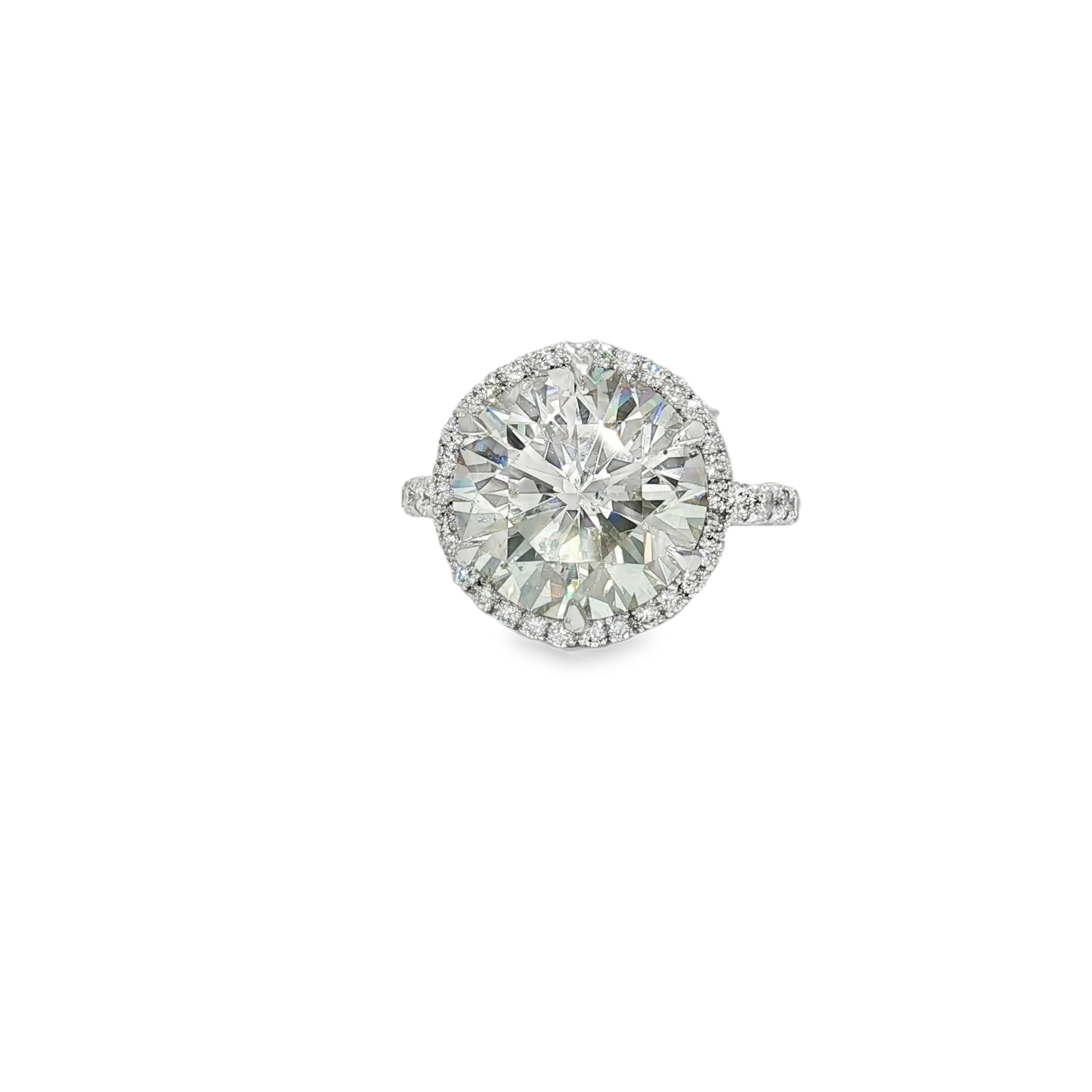 18KW Halo Engagement Ring BR DIA 6.17CT Side DIA 1.00CT GIA 