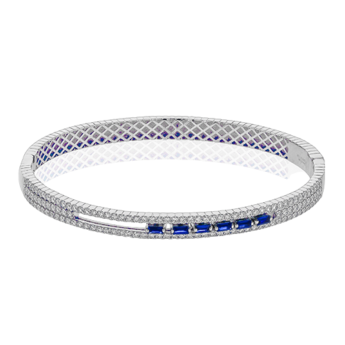 18KW Simon G Sliding Sapphires Diamond Bangle Blue Sapphire 0.39ct DIA 1.20CT