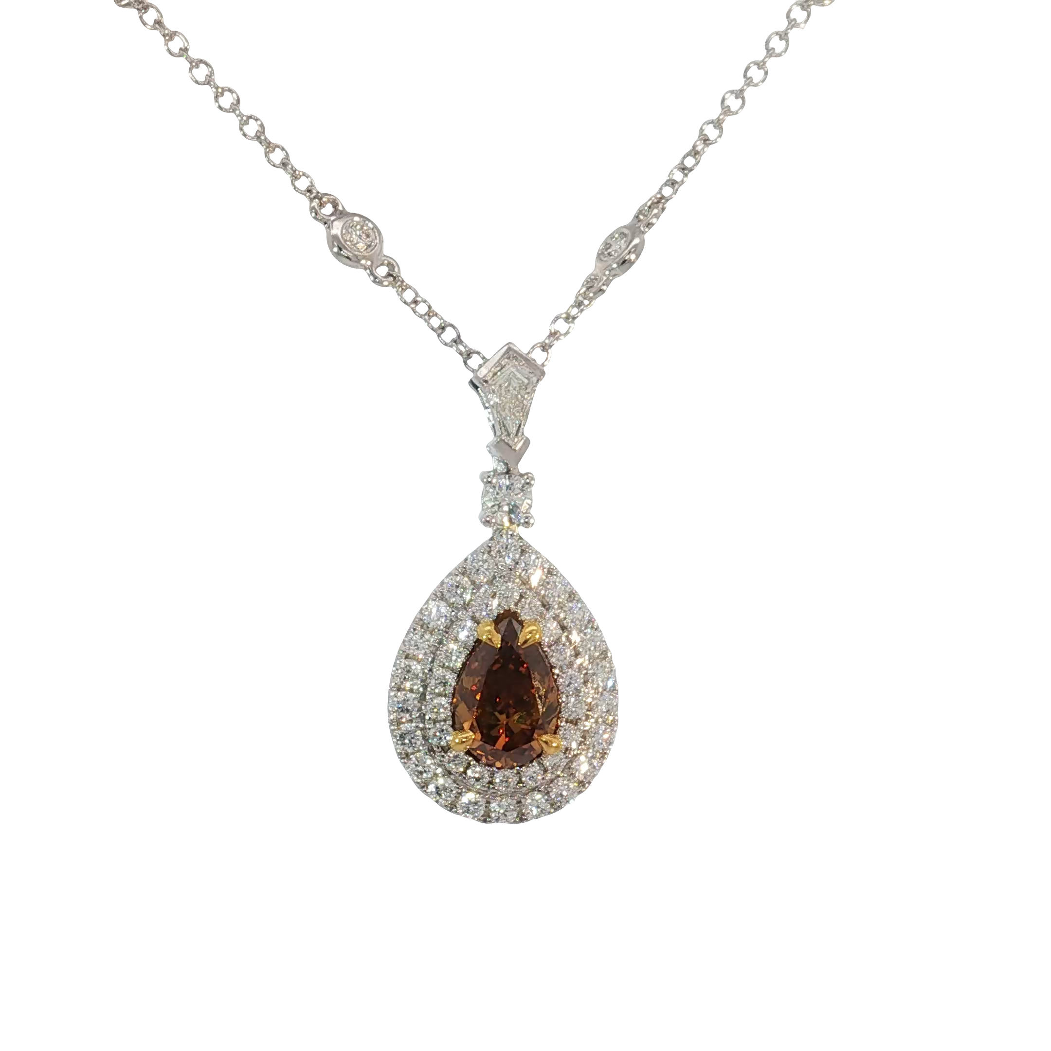 18KYW Pendant Necklace DBO.DIA 1.0CT W.DIA 0.85CT GIA DBO SI1