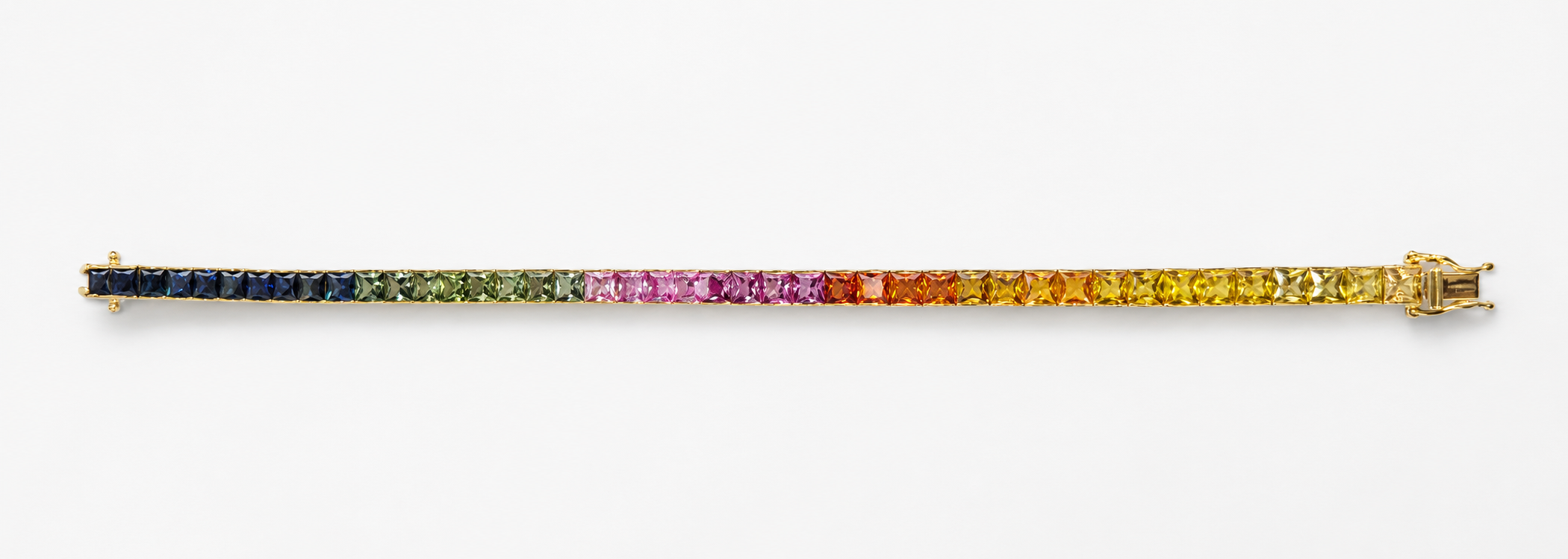 18KY Rainbow  Princess Cut Sapphires & Spinel Channel Set Simon G Bracelet Sapphires 14.70CT Spinel 3.32CT 