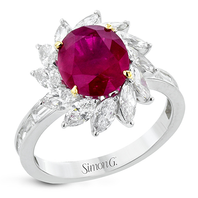 Platinum Simon G Burma Ruby Halo Ring Oval Ruby 2.53CT DIA 1.90CT GIA