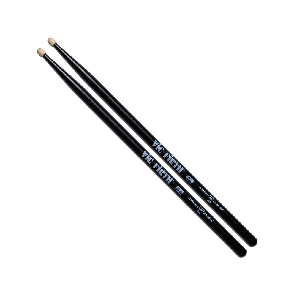 VIC FIRTH AMERICAN CLASSIC 5AB 5A WOOD TIP WITH BLACK FINISH STICKS