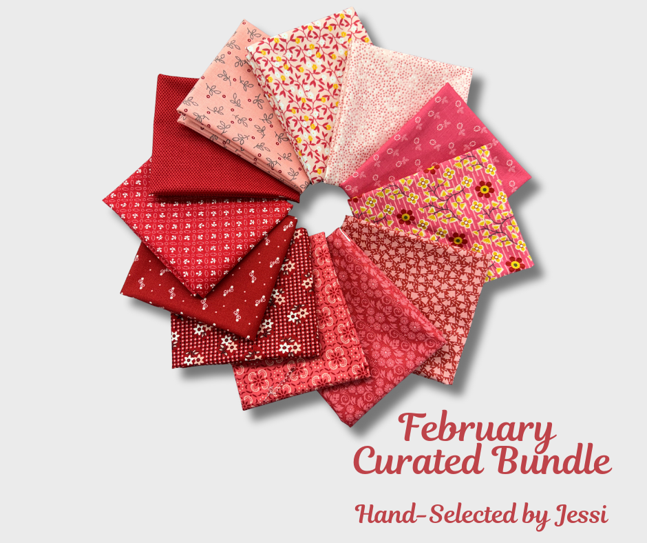February Curated Bundle – 12 Coordinated Fat Quarters | Hand-Selected by Jessi