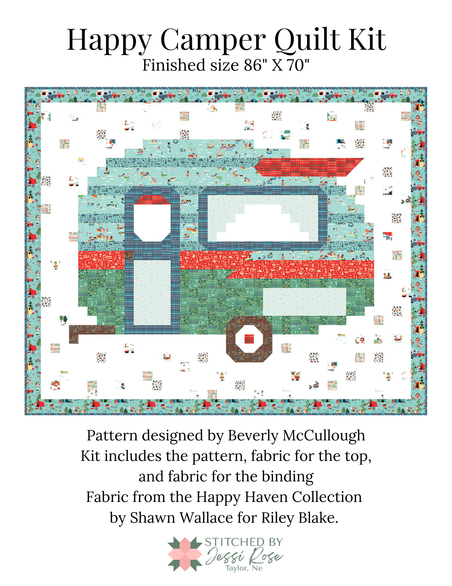 Happy Camper Quilt Kit – Camper Quilt Pattern – Happy Haven Quilt Kit – Riley Blake Quilt Kit – Camping Quilt – RV Quilt Pattern – Throw Quilt Kit