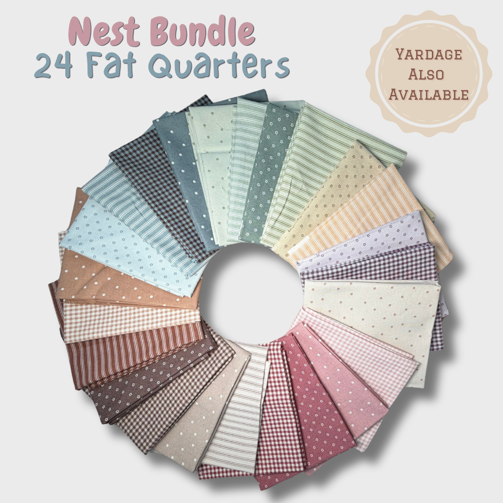 Nest - Little Dreamer Fat Quarter Bundle – 24 Piece Pastel Fabric Bundle – Soft Nursery Quilt Fabric – Cottagecore Fabric Bundle – Coordinating Quilt Cotton