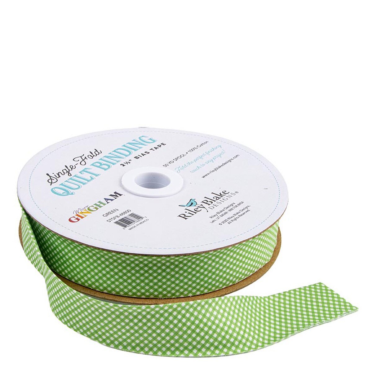 Quilt Binding - Green Micro Gingham 2-1/2 Bias Tape - Single Fold by Riley Blake