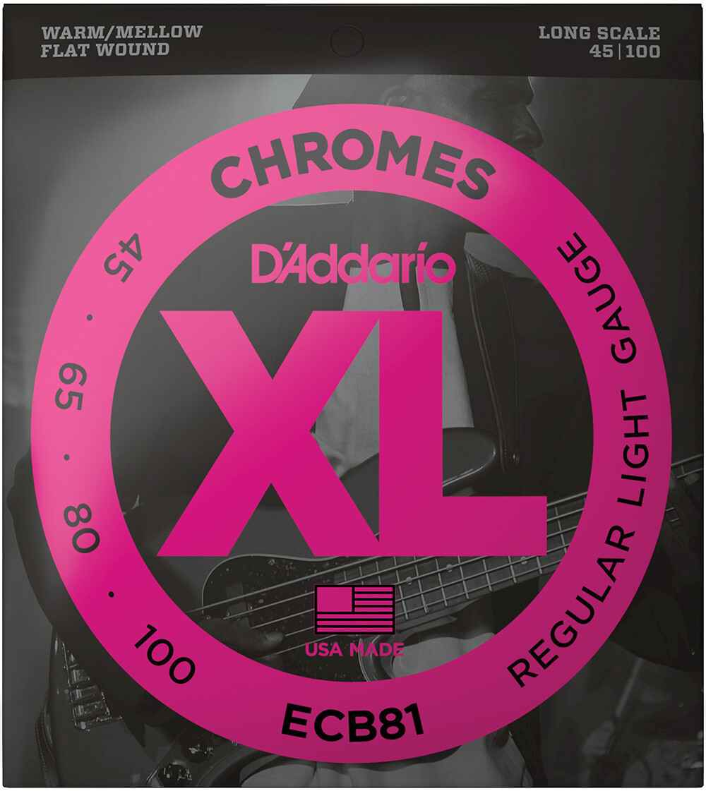 D'Addario ECB81 EBG Regular Light Chrome Flat wound Long Scale Electric Bass Strings 45-100