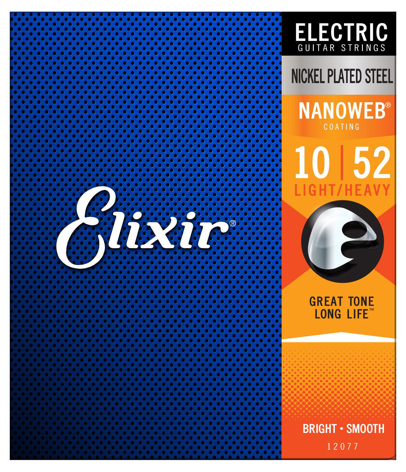 Elixir 12077 Nickel Plated Steel Electric Guitar Strings with NANOWEB. Light Heavy 10-52