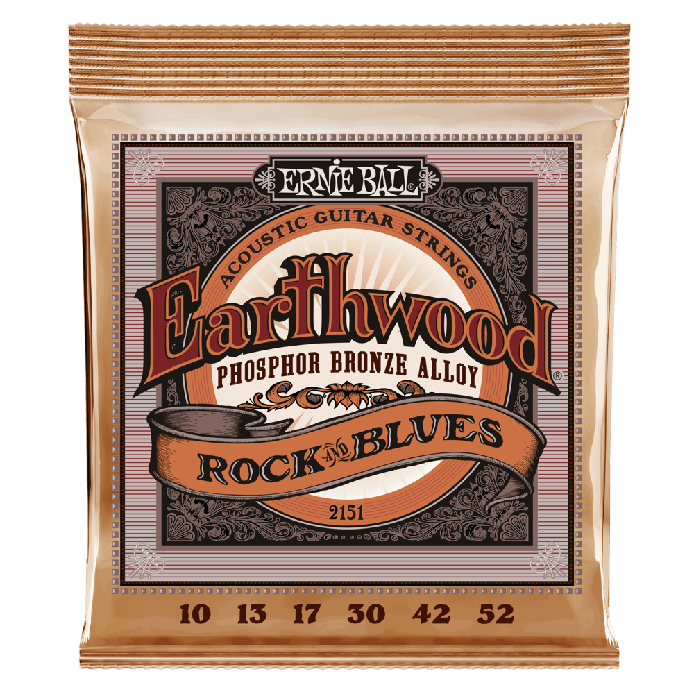 Ernie Ball 2151 AGS Earthwood Rock and Blues w/Plain G Phosphor Bronze Acoustic Guitar Strings 10-52