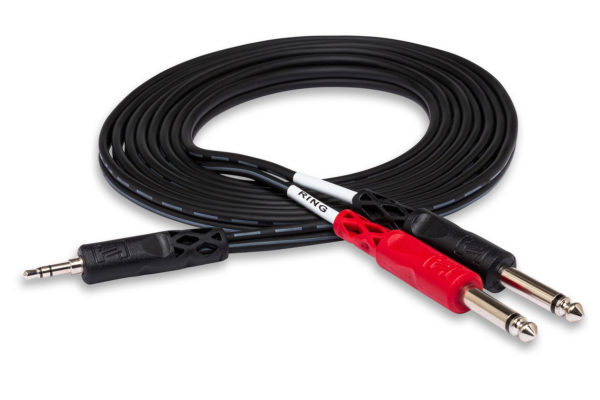 Hosa CMP153  3.5mm TRSM to Left and Right 1/4 TSM 3 ft Stereo Breakout Cable