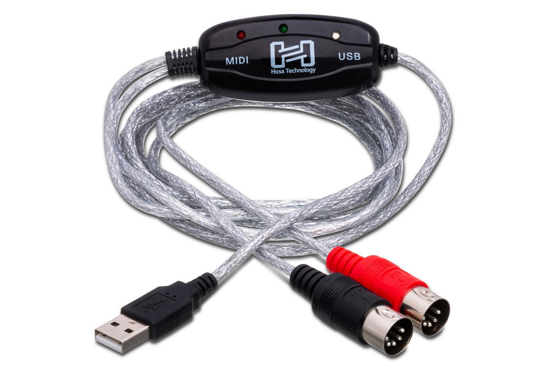Hosa USM422 TRACKLINK MIDI to USB Interface MIDI I/O to USB Type A 6 ft Cable 
