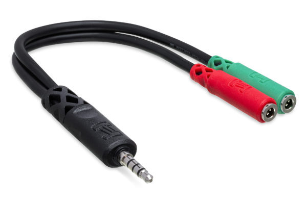 Hosa YMM108 Y Cable 3.5mm TRRS to Dual 3.5mm TRSF Headset/Mic Breakout Cable