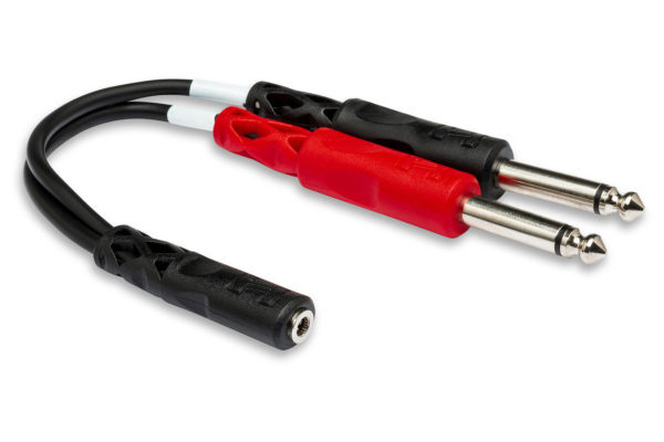 Hosa YMP-434 Y-Cable Stereo Breakout 3.5 mm TRSF to Dual 1/4 TSM