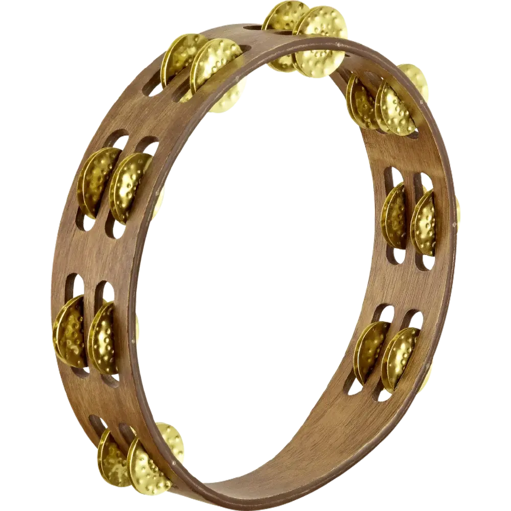 Meinl TA2VWB 10 Vintage Wood Tambourine Hammered Dual Brass Jingles
