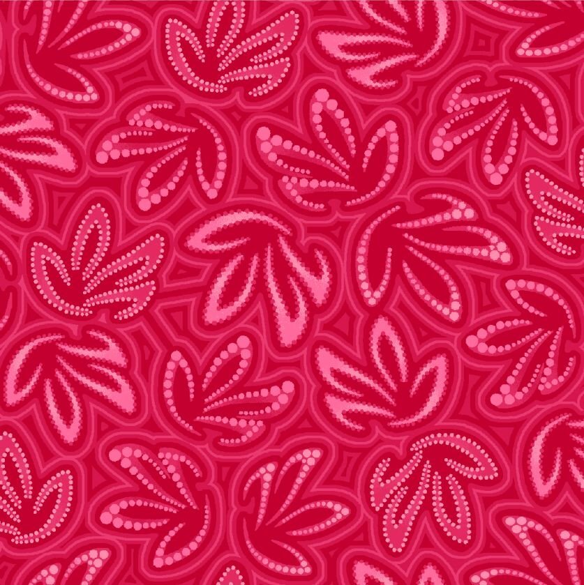 Oasis Fabrics - Pannotia - Red Tonal Leaves