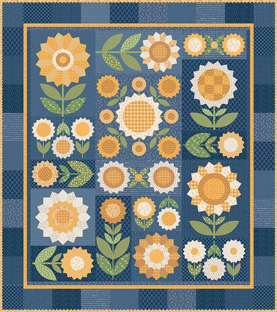 * PRE-ORDER * LORI HOLT Quilt Kit - Denim & Daisy Coll - Fresh as a Daisy Sew Along