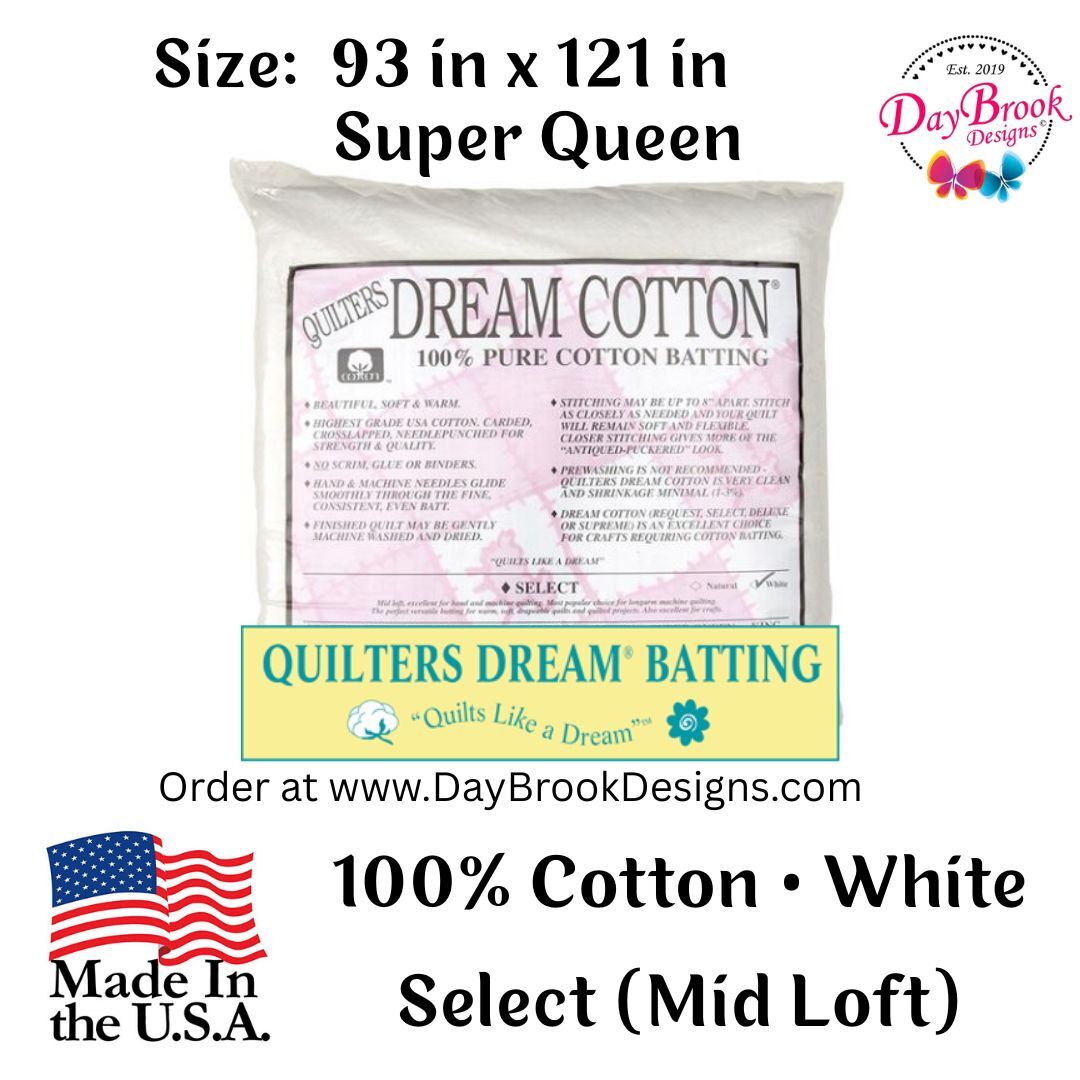 Quilter's Dream Batting - 93 in x 121 in, Super Queen - 100% Cotton, White
