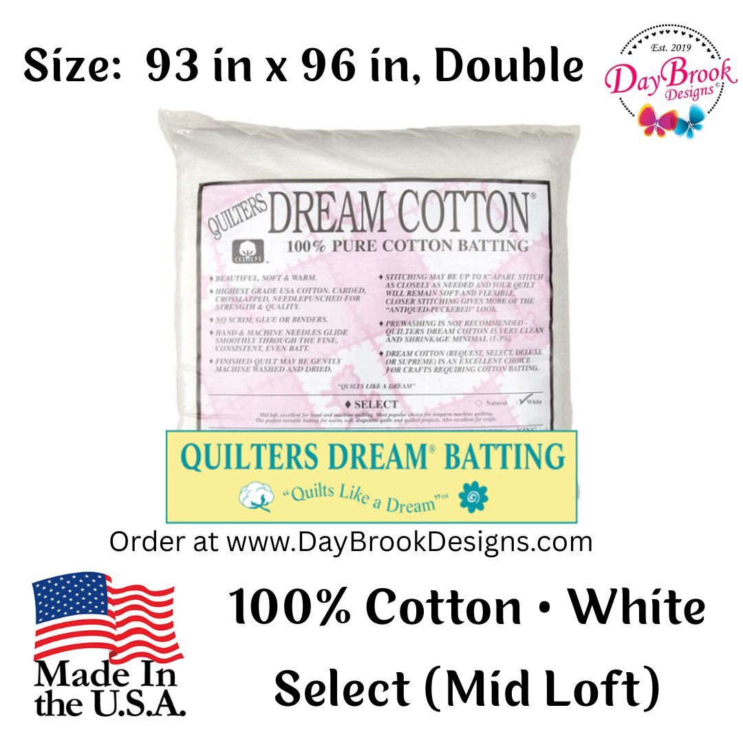 Quilter's Dream Batting - 93 in x 96 in, Double - 100% Cotton, White 