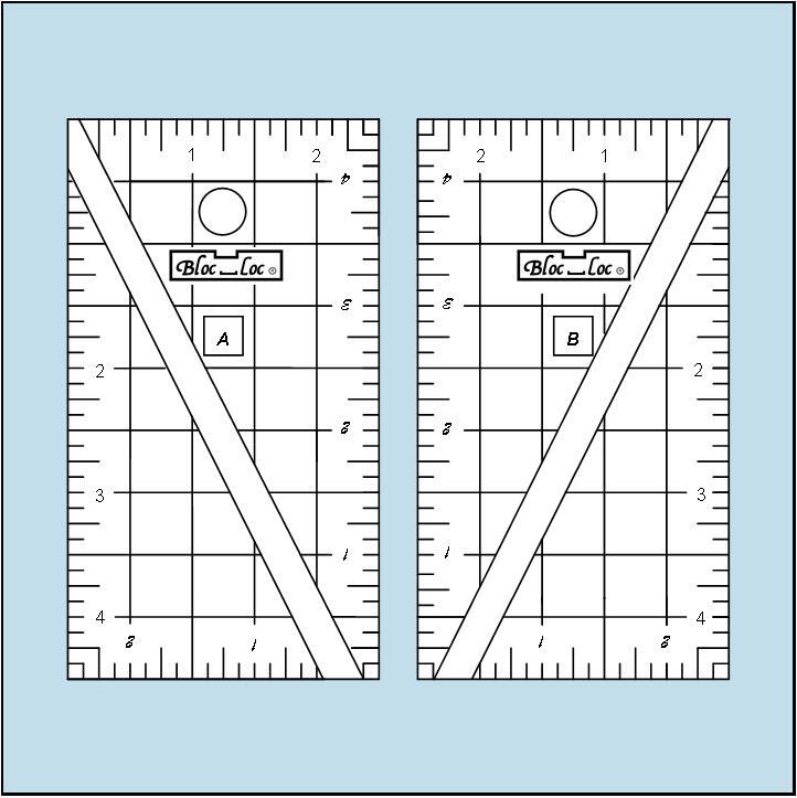 SALE * Bloc Loc - Ruler - Half Rectangle Triangle Mini 2:1, Set includes 2 rulers