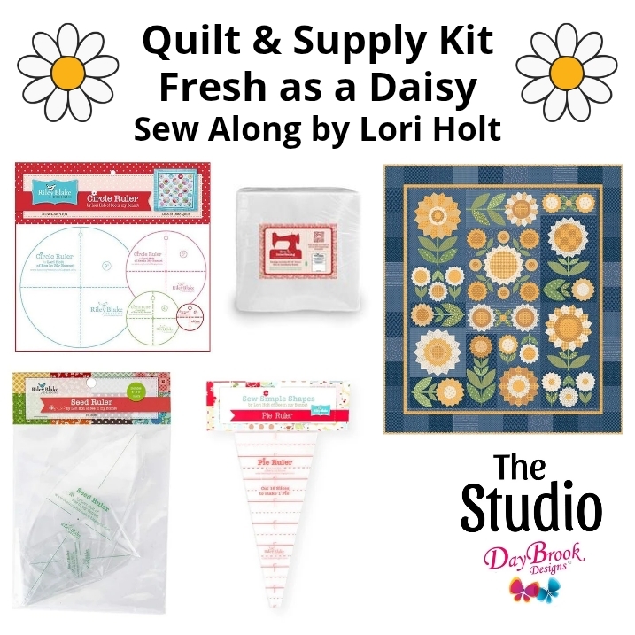 * PRE-ORDER * Lori Holt Quilt Kit with RULERS & MORE - Denim & Daisy Coll - Fresh as a Daisy Sew Along 