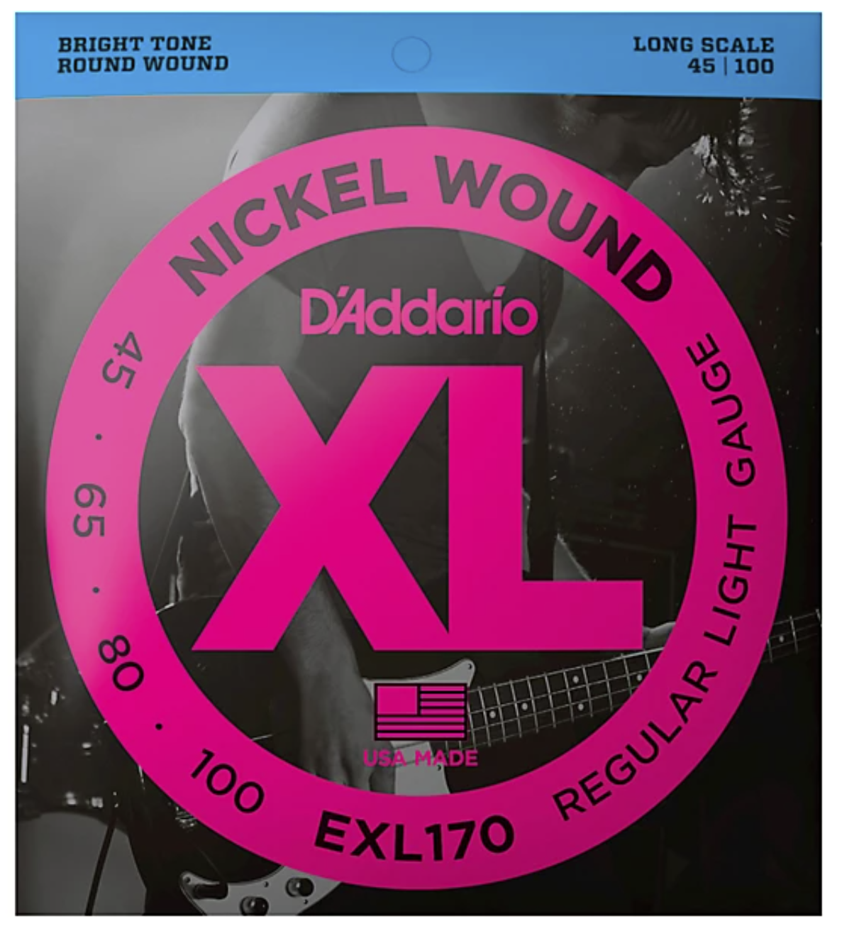 D'Addario EXL170-5 5-String Nickel Wound Bass Guitar Strings Light, 45-130 Long Scale
