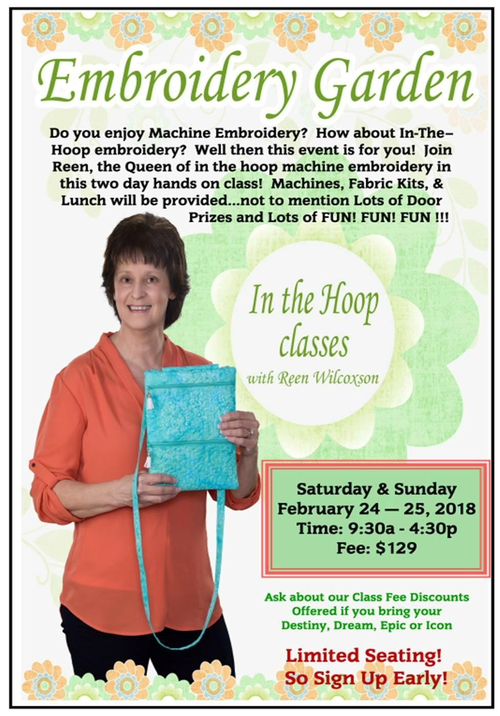 Embroidery Garden In the Hoop Classes with Reen Wilcoxson