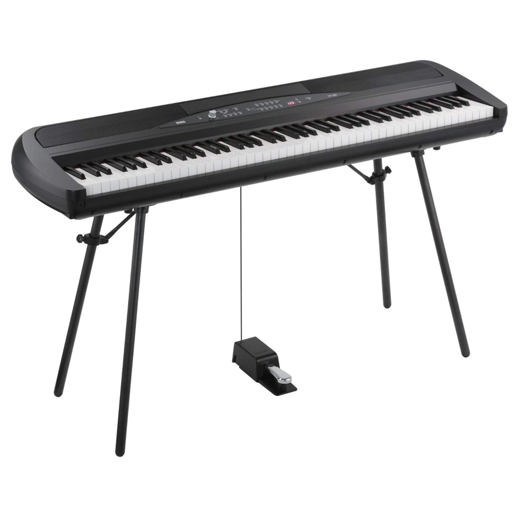 Korg SP-280 BK 88-key Weighted Hammer Action Digital Piano with Built-in Speakers, Keyboard Stand and Damper Pedal