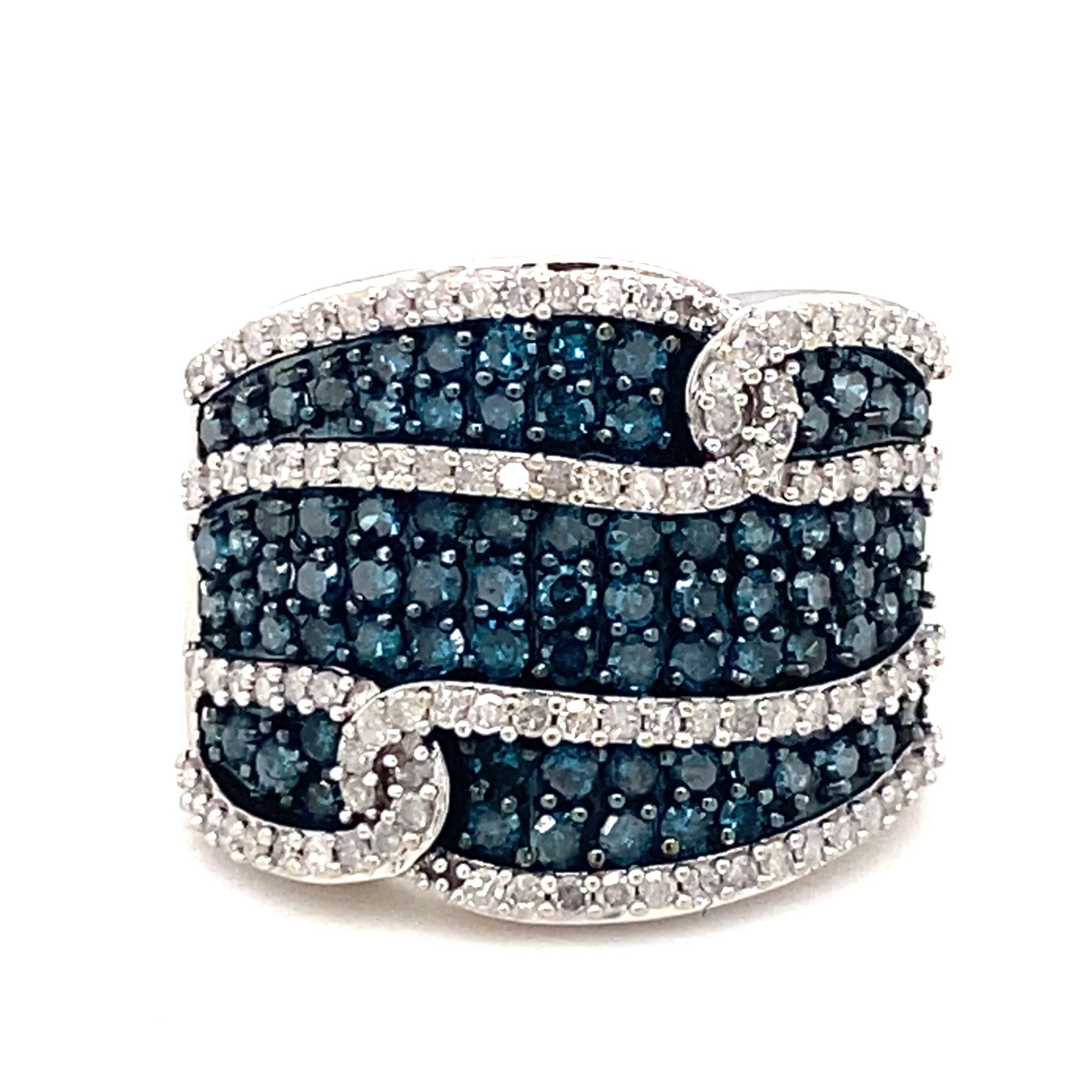 10K White Gold Diamond and Blue Diamond Fashion Ring with 1.50ct. T.W.