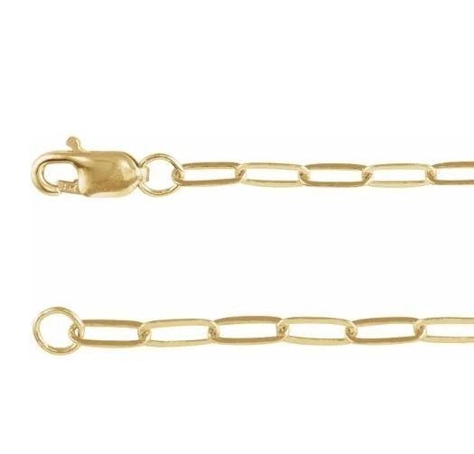 10K Yellow Gold 2.1 mm Paperclip-Style 20 Chain 