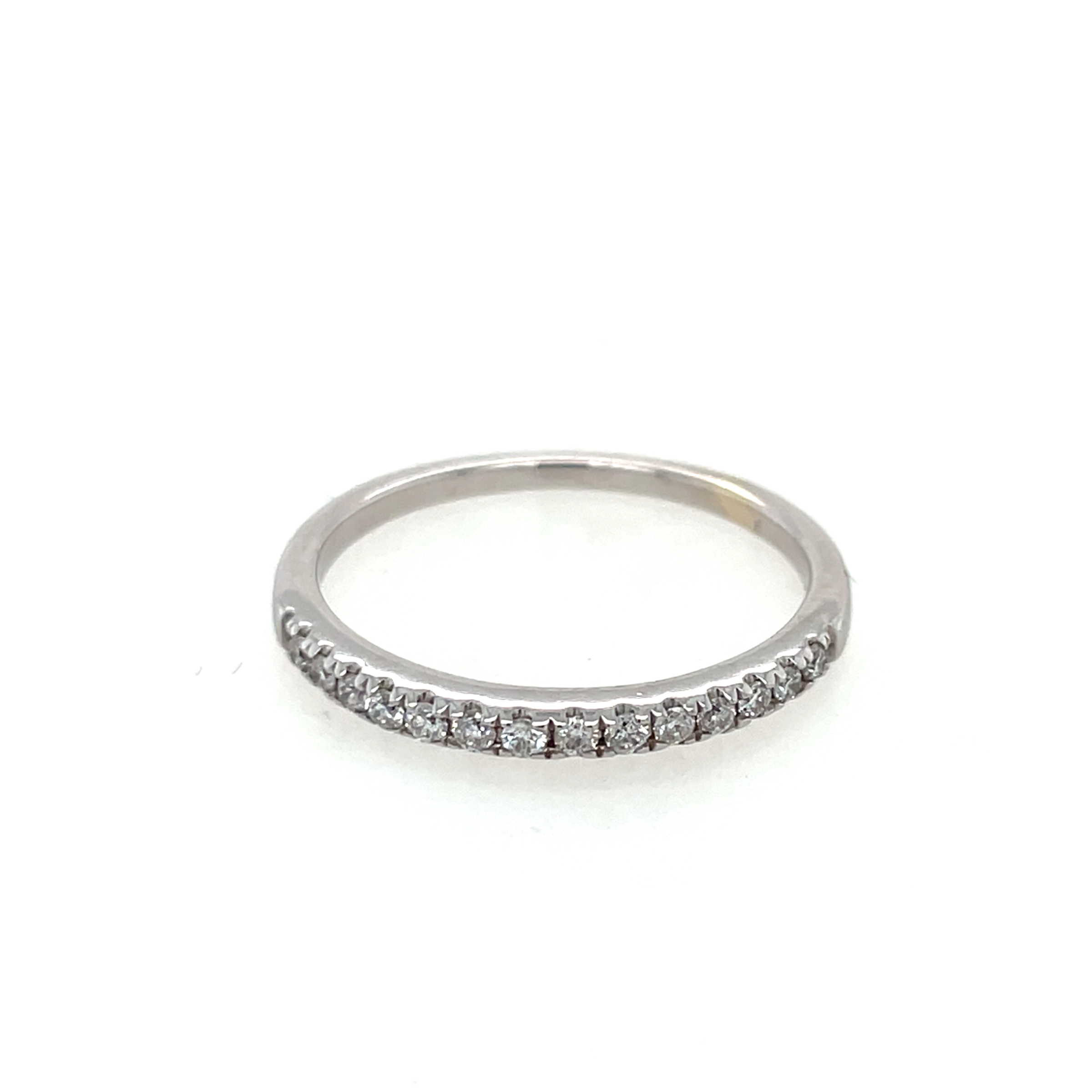 14K White Gold Wedding band with 14 Brilliant Cut Round Diamonds at .15Ct. T.W.