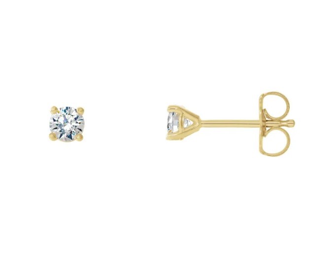 Lab Grown Diamond Stud Earrings 1/5ct Total Weight VS1/F 14k Yellow Gold