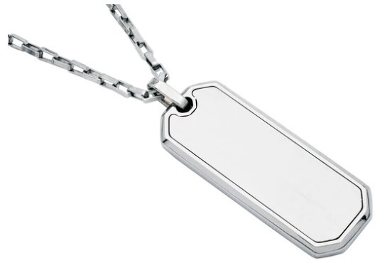 blackjack Mens Stainless Steel Engravable Dog Tag Pendant Necklace With 24 Box Chain