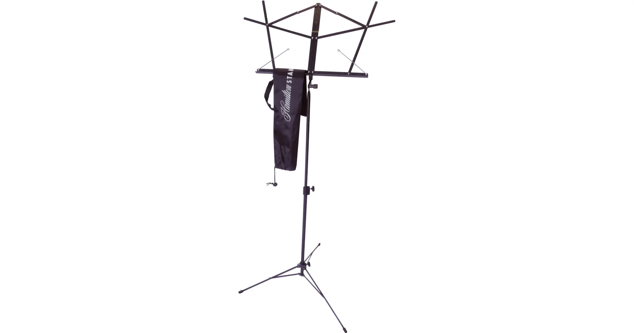 Music Stand, Folding With Carry Bag, Knobs Adjust Height And Tilting Desk, Black Enamel, Hamilton