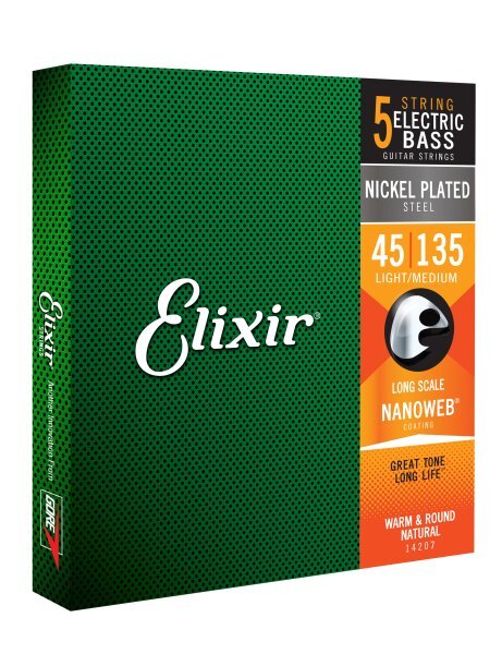 5-string Light/medium, Long Scale .045 - .135 Electric Bass Nickel Plated Steel With Nanoweb