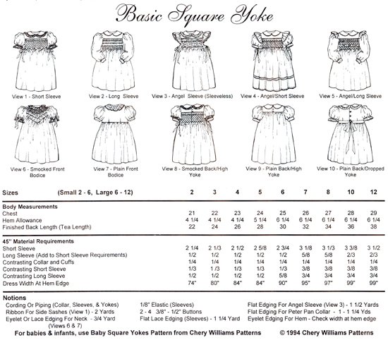 Basic Square Yoke Dresses (127-128) Chery Williams Basic Square Yoke Dresses (127-128) Chery Williams