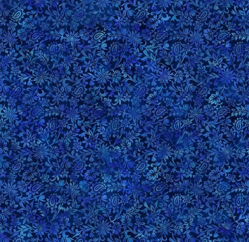 Blue Black Floral Blender | In The Beginning Prism II Collection | 100% Cotton Quilting Fabric