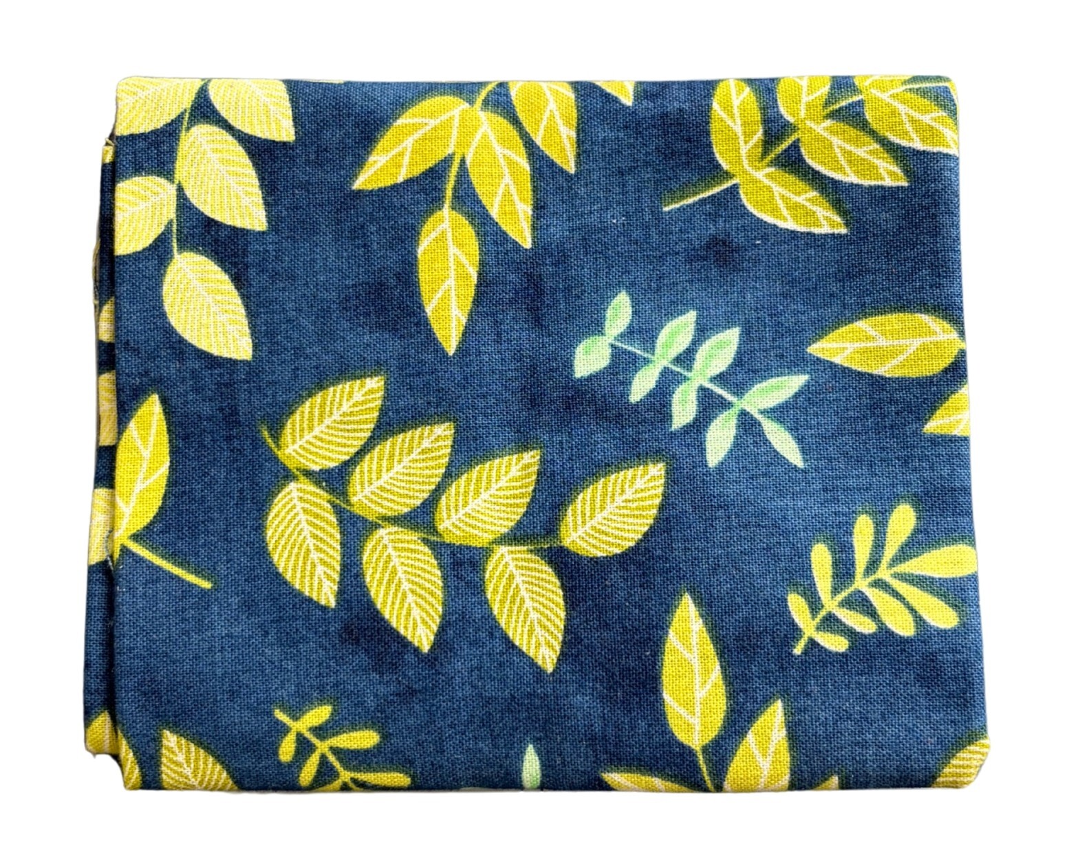 Blue Green Leaves Quilt Fabric | Benartex Chalk Garden Collection | Green Leaves on Blue Fat Quarter